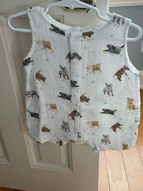 NWT Angel Dear Organic Cotton Muslin Puppy Dog Sleeveless Romper 12-18M